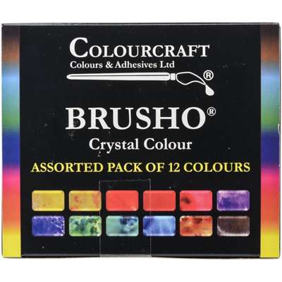  - Brusho By Colourcraft Bru 85000 Crystal Colour Assorted Pack Of 12 Colours15 GOrange,purple,turquoise,yellow