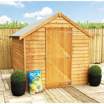 B&Q -  7 X 5 Shed Super Value OverlapApex Wooden Bike Store / Garden ShedWindowlessSingle Door7Ft X 5Ft (2.05M X 1.62M)