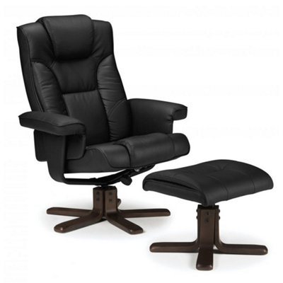 iLikeStores Reclining Swivel Chair With FootstoolBlack from B&Q