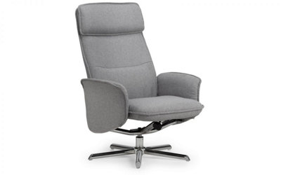 iLikeStores Grey Linen Recliner & Stool With Chrome Base from B&Q