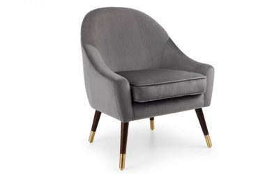 iLikeStores Grey Velvet Cushion Curved Armchair from B&Q