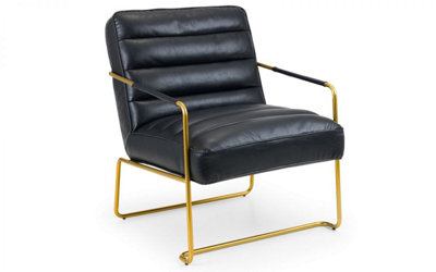 iLikeStores Black Faux Leather Armchair With Gold Metal Frame from B&Q