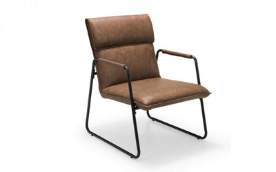 iLikeStores Brown Faux Leather Armchair With Black Metal Frame from B&Q