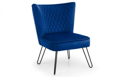 Ilikestores Blue Velvet Chair With Black Hairpin Legs Blue/Black
