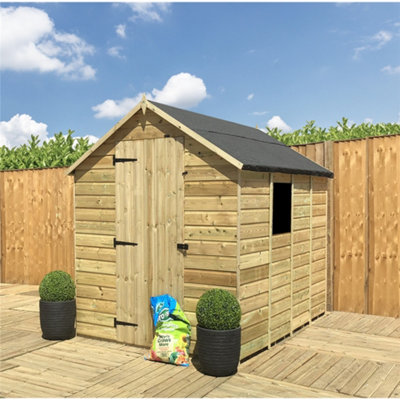 Marlborough 4 X 4 Garden Shed Pressure Treated T&g Single Door Apex Wooden Garden Shed - 1 Window (4' X 4') / (4Ft X 4Ft) (4X4)-32388 