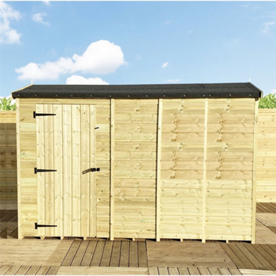 B&Q - Marlborough10 X 4 Reverse Pressure Treated T&g Single Door Apex Wooden Garden Shed (10' X 4') / (10Ft X 4Ft) (10X4)