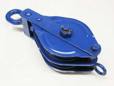 B&Q -  Double Block With Swivel Eye 3 Ton 175mm (Wire Rope Safety Lifting 19mm Pulley)