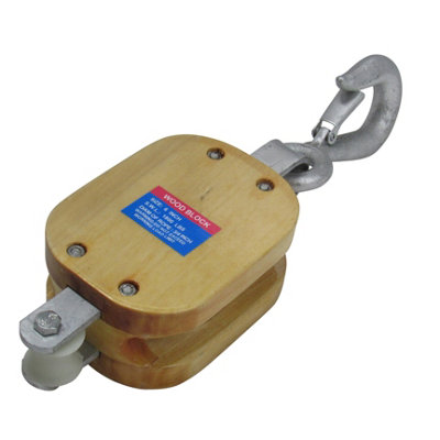 Single Wood Block With Swivel Hook 3.5 Ton 12