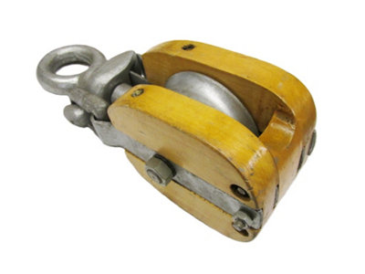 B&Q -  Single Wood Block With Swivel Eye 3.5 Ton 12" (38mm Wire Rope Wooden)