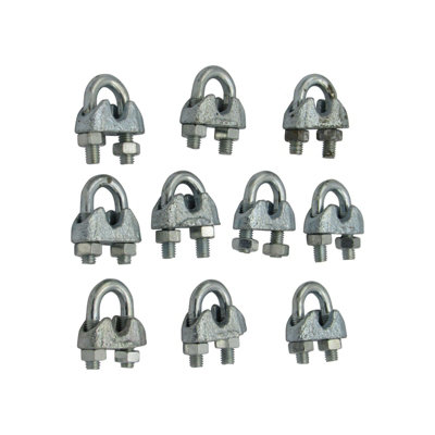 Securefix Direct 10Mm Wire Rope Grips X10 - Galvanised Commercial Din741 Clamp Bulldog Clip Cable
