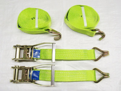 SecureFix Direct Ratchet Straps Hi Vis 5 Ton 50mm 12M X2 (Lashing Tie Down Claw J Hook Lorry Cargo) from B&Q