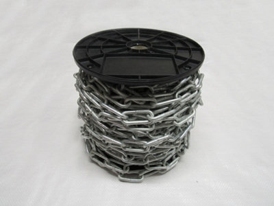 B&Q -  Galvanised Straight Link Chain 6mm X 42mm 15M Reel (Safety Barrier Commercial Domestic)
