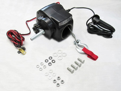 SecureFix Direct 12V 2000Lb Electric Boat Trailer Winch (Marine Dinghy Pull Recover)