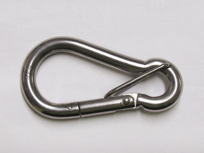 SecureFix Direct Carbine Snap Hook With Safety Latch 8mm (Stainless Steel Karabiner Spring Lock) from B&Q