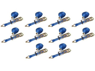 SecureFix Direct Ergo Ratchet Tie Down Straps 50mm 5T 8M X10 (Reverse Pull Down Lashing Belt With Claw Hook 5000Kg)