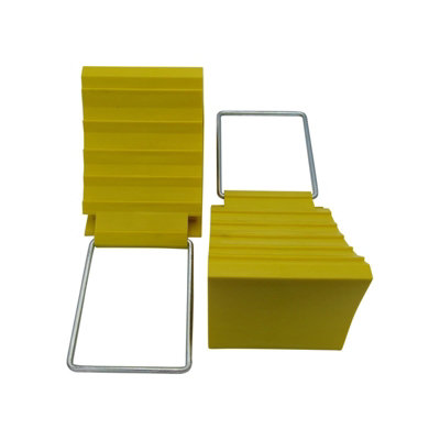SecureFix Direct Wheel Chocks Tyre Brake StoppersPack Of 2 (Compact Trailer Caravan Wedges Yellow Plastic) from B&Q