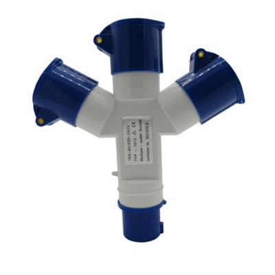 SecureFix Direct 3 Way Splitter 16A (Mains Electric Hook Up Adaptor Caravan Motorhome 220-250V) from B&Q