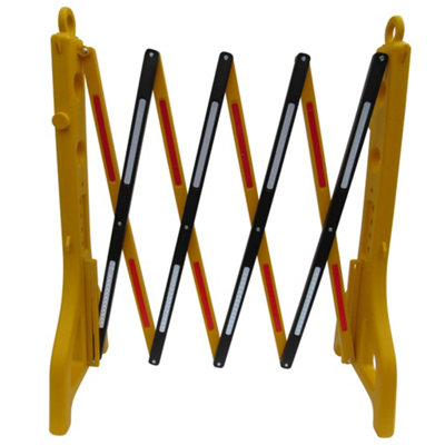 SecureFix Direct Folding Safety Barrier 2.3M (Crowd Control Retractable Expandable Yellow Temporary Extending) from B&Q