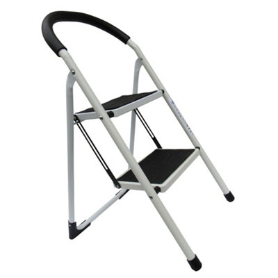 SecureFix Direct 2 Step Ladder Stool Folding 150Kg (Kitchen Platform Small Steel Safety Foldable) from B&Q