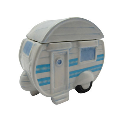 B&Q -  Caravan Trinket Box With Lid (Ceramic Pot Small Decorative Jewellery Case)