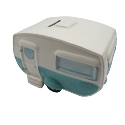 SecureFix Direct Ceramic Caravan Money Box (Cash Saving Bank Fund Novelty Collectable Pottery) from B&Q
