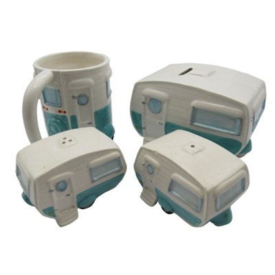 B&Q -  Caravan Novelty Gift Set (Collectables Mug Presents Ceramic Unique Unusual Bundle)