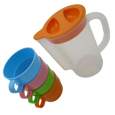 SecureFix Direct Water Jug With Lid & Cups 900Ml (Plastic Pitcher Fridge Spout) from B&Q