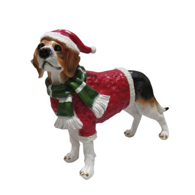 SecureFix Direct Christmas Beagle Dog Festive Figurine (Xmas Animal Statue Ornament) from B&Q