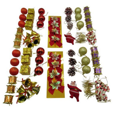 SecureFix Direct Traditional Mixed Christmas Tree Decorations X2 (Xmas Baubles Festive) from B&Q