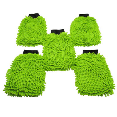 SecureFix Direct Microfibre Car Wash Cleaning Mitt X5 (Glove Chenille Washing Mitten Noodle Dusting Polishing Scrub) from B&Q