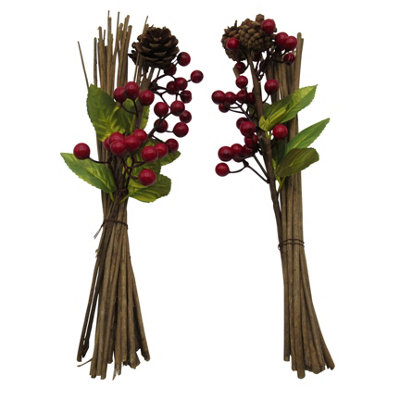 SecureFix Direct Artificial Branch Christmas Decoration Pinecones And Berries X2 (Xmas Faux Stem Festive Pick) from B&Q