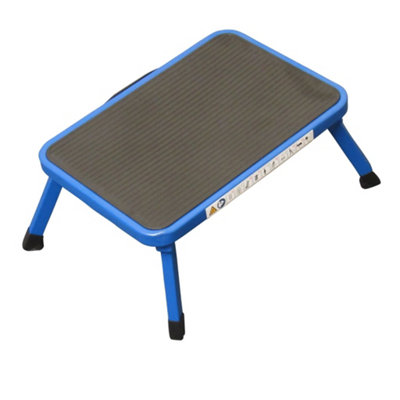SecureFix Direct Aluminium Single Folding Step Stool Blue (Caravan Non Slip Platform Foldable Collapsible) from B&Q