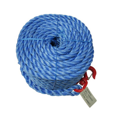 B&Q -  Scaffolding Gin Wheel Rope With Swivel Hook 40 Metre (18mm Polypropylene Builders Lifting 1 Ton)