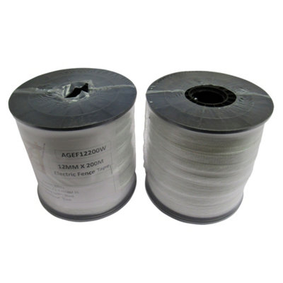 SecureFix Direct Electric Fence Tape Poly Fencing 12mm X 200M X2 (Electrified Polytape Horse Paddock White) from B&Q