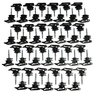 B&Q -  Electric Fencing Ribbon Insulators For Wooden Posts X50 (Screw In Poly Fence Tape Rope Holder)