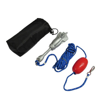 SecureFix Direct Folding Grapnel Kayak Anchor Kit 1.5Kg (Galvanised Four Prong With Nylon RopeSnap Hook & Shackle) from B&Q