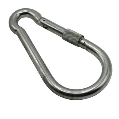 SecureFix Direct Locking Carabiner Clip Snap Hook 12mm (Zinc Plated Spring Loaded Carbine) from B&Q