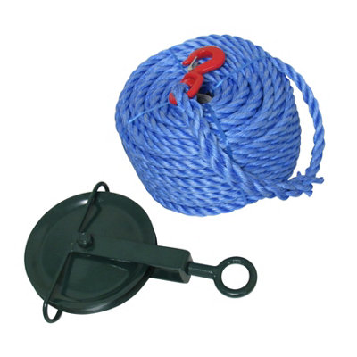 SecureFix Direct Gin Wheel Scaffold Pulley & 40M Rope 250Kg (Scaffolder Lifting Block Attachment 0.25T)