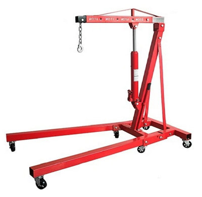 SecureFix Direct Folding Portable Engine Crane Hoist 2T (Hydraulic Lifting Garage Workshop Stand) from B&Q