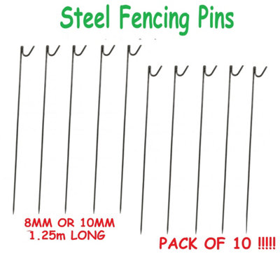 SecureFix Direct Steel Metal Barrier Fencing Pins 1.25M X10 (8mm Safety Fence Post Stakes) from B&Q