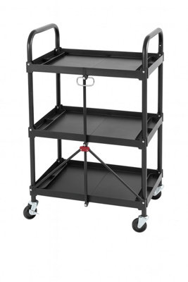 SecureFix Direct 3-Tier Folding Trolley Utility Cart 150Lb (Collapsible Tool Storage Lockable Wheels) from B&Q