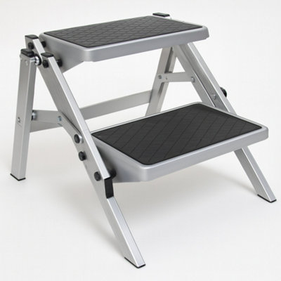 SecureFix Direct Folding Aluminium Double Step Stool (Caravan Foldable Non-Slip Twin Platform) from B&Q