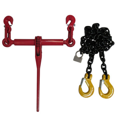 SecureFix Direct Lever Ratchet Chain Loadbinder Kit  8mm 6M Sling Hook from B&Q