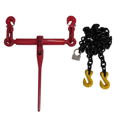 SecureFix Direct Lever Ratchet Chain Loadbinder Kit  8mm 4M Grab Hook from B&Q