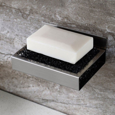 B&Q -  Bathroom Soap Bar Dish Holder And Soak Sponge Self Adhesive Kitchen Shower Sink