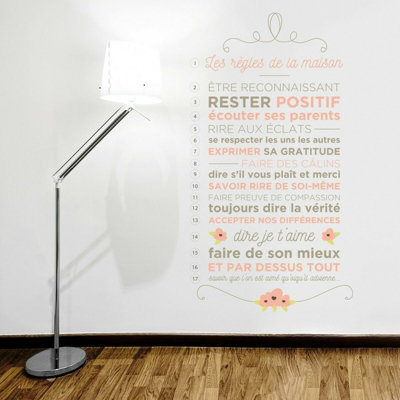 Walplus Wall Sticker Decal Wall Art Floral House French House Rules Decoration Stickers Stock Clearance from B&Q