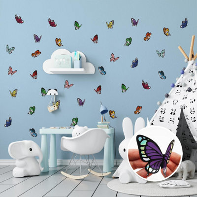 Walplus Combo KidsColourful Holographic Lace Butterflies Wall Sticker180Pcs Aluminium Film from B&Q