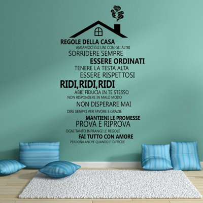 Walplus Decal Wall Art Wall Sticker Decal House Roof With Italian Family Quote Art Decoration Decal Diy from B&Q