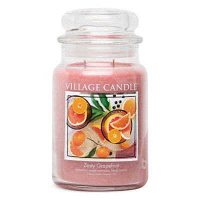 Village Candle Large Glass Jar CandleZesty Grapefruit from B&Q