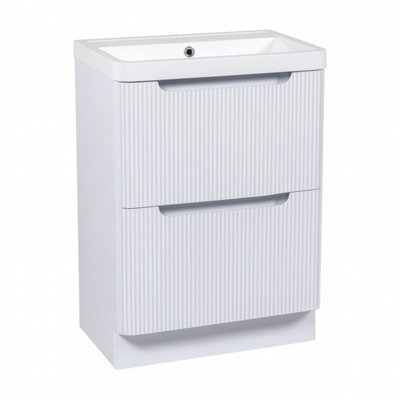 Monza White Gloss Fluted Basin Vanity 600mm from B&Q
